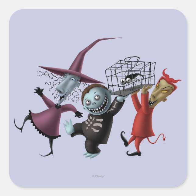 Oogie's Boys | Lock, Shock & Barrel with Cage Square Sticker (Front)