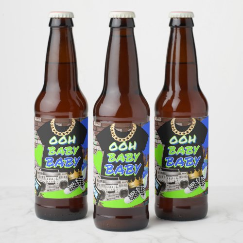Ooh Baby Baby  Hip Hop Baby Shower Beer Bottle Label