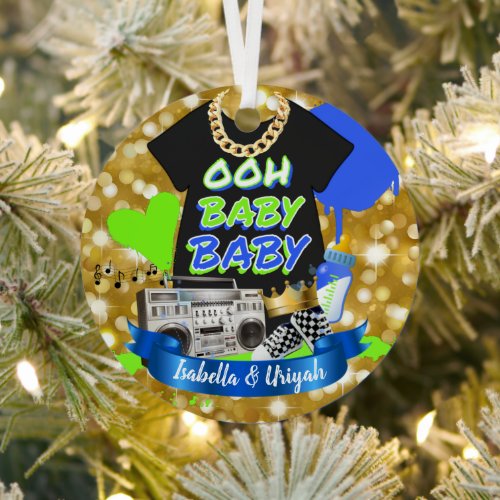 Ooh Baby Baby Hip Hop Pregnancy Metal Ornament