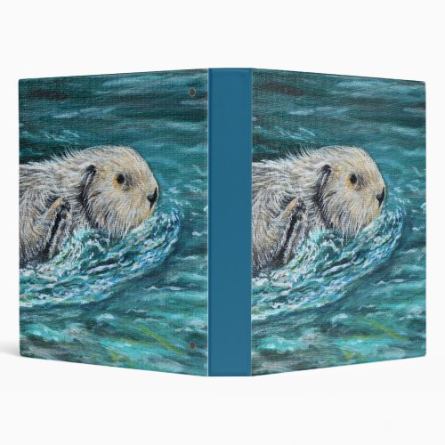 Ooh Goody Lunchtime Sea Otter Painting 3 Ring Binder