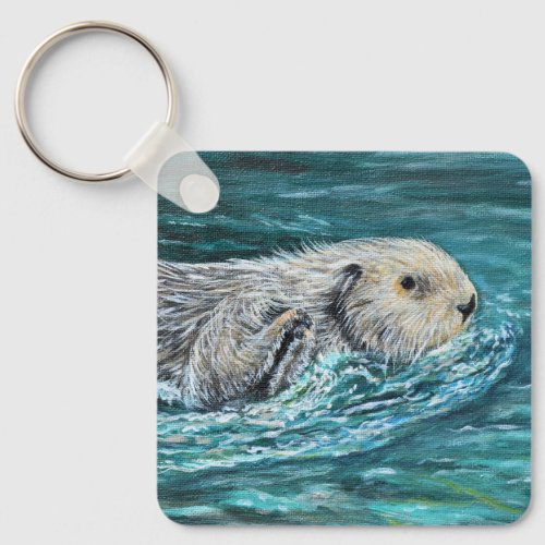 Ooh Goody Lunchtime Sea Otter Painting Keychain