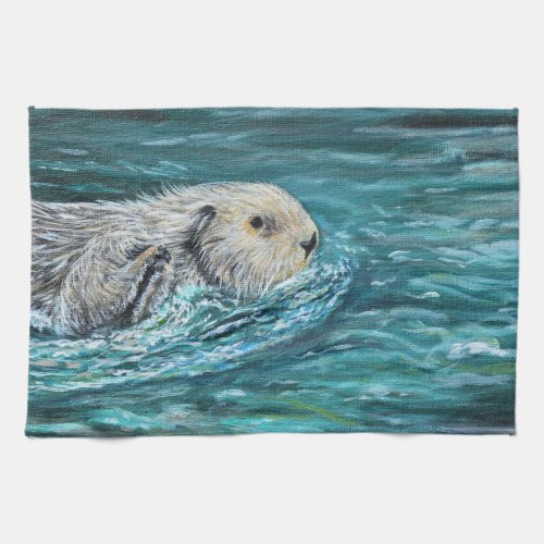 Ooh Goody Lunchtime Sea Otter Painting Kitchen Towel