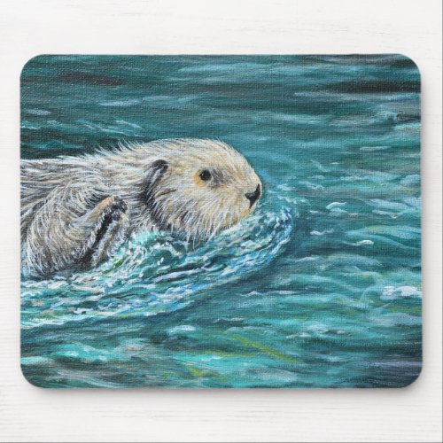 Ooh Goody Lunchtime Sea Otter Painting Mouse Pad