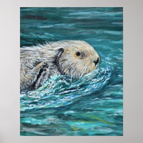 Ooh Goody Lunchtime Sea Otter Painting Poster