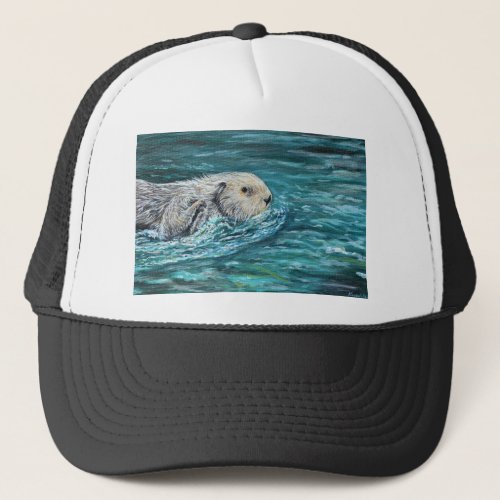 Ooh Goody Lunchtime Sea Otter Painting Trucker Hat