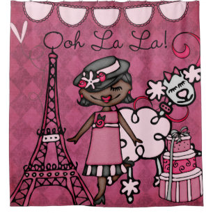 Ooh La La African American Diva Eiffel Tower Shower Curtain