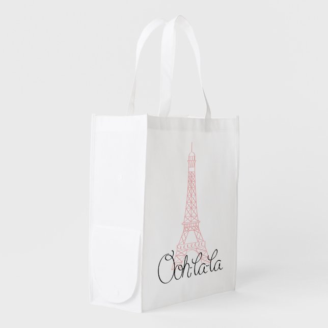 Ooh la la! Eiffel Tower Grocery Bag (Front Side)