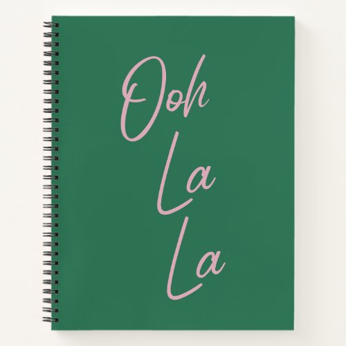 Ooh La La Funny French Quote Pink and Green Notebook