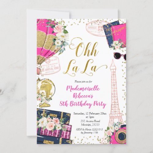 Ooh La La Girl Paris Birthday Invitation