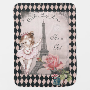 Ooh La La It's a Girl Paris Princess Ballerina Baby Blanket