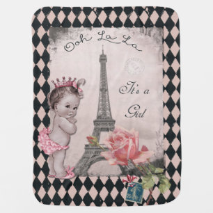 Ooh La La It's a Girl Princess Eiffel Tower Baby Blanket
