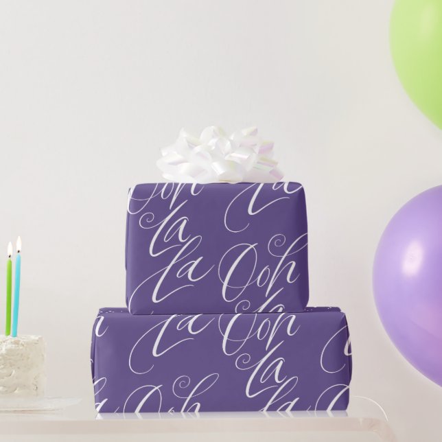 Ooh La La Lettering Artistic Calligraphy Purple Wrapping Paper (Party Gifts)
