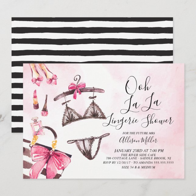 Ooh La La Lingerie Bridal Shower Invitation (Front/Back)