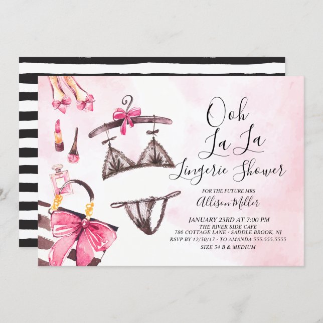 Ooh La La Lingerie Bridal Shower Invitation (Front/Back)