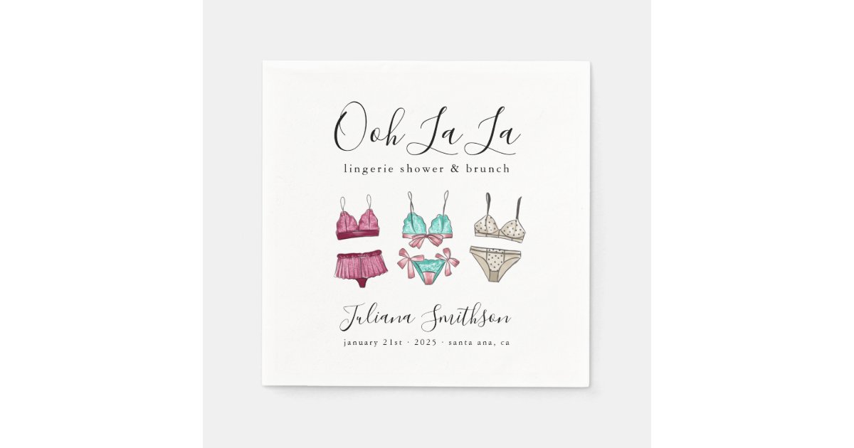 Ooh La La Lingerie Bridal Shower Napkins | Zazzle