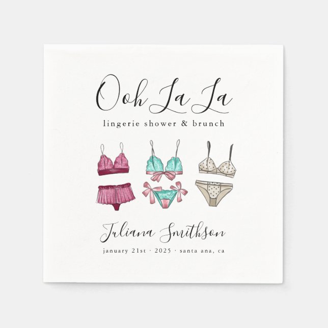 Ooh La La Lingerie Bridal Shower Napkins (Front)