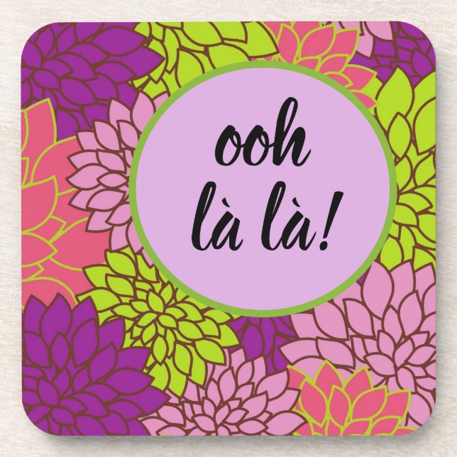 Ooh-la la/ Monogram Floral Coaster Set (Front)