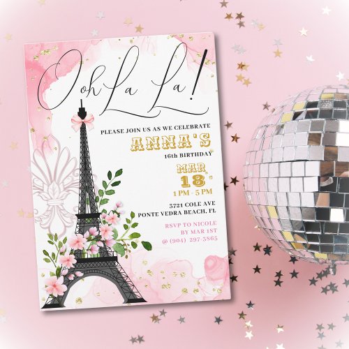 Ooh La La Paris Birthday Invitation