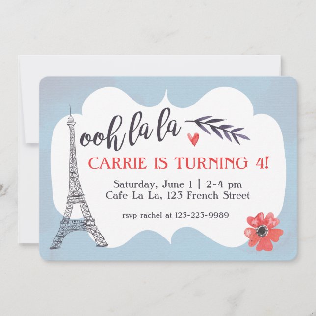 Ooh la la Paris Birthday Invitation (Front)