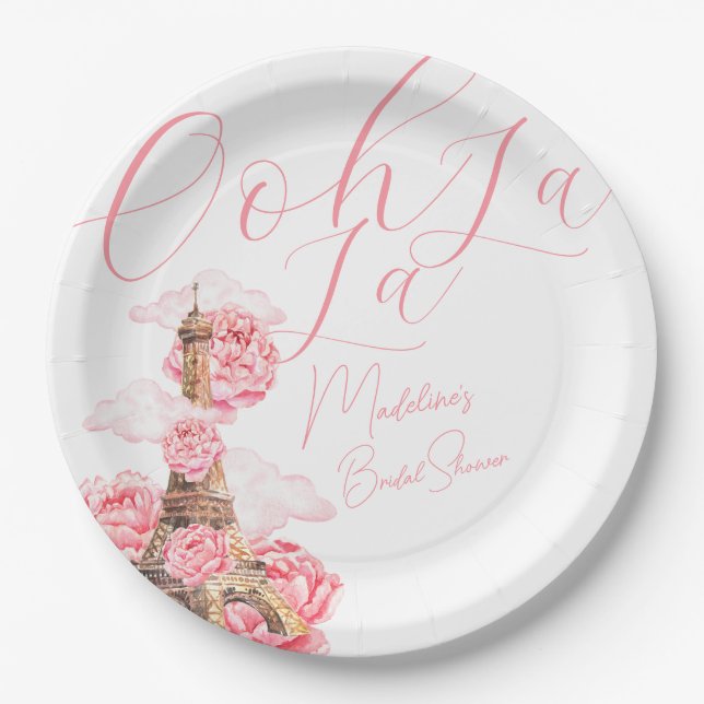 Ooh La La Paris Bridal Shower Paper Plates (Front)