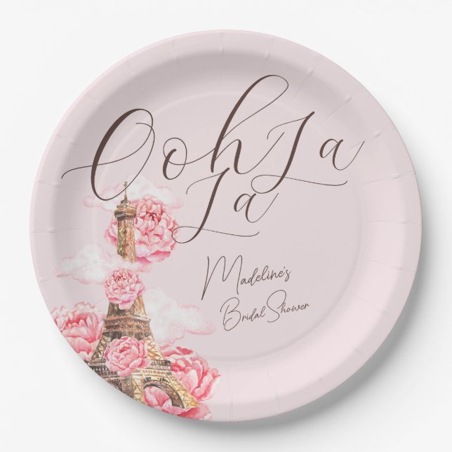 Ooh La La Paris Bridal Shower Paper Plates (Front)