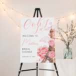 Ooh La La Paris Bridal Shower Welcome Sign<br><div class="desc">Ooh La La Paris Bridal Shower Welcome Sign with Eiffel Tower and pink floral peonies and script calligraphy lettering.</div>