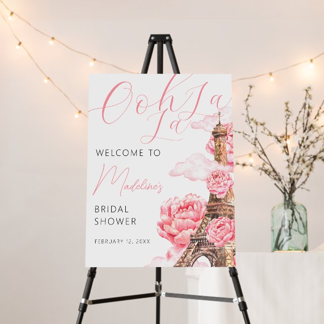 Ooh La La Paris Bridal Shower Welcome Sign (In Situ (Stand))
