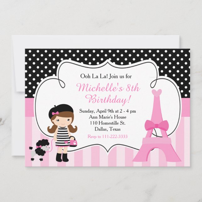 Ooh la la Paris Eiffel Tower Birthday Party Invitation (Front)