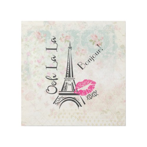 Ooh La La Paris Eiffel Tower on Vintage Pattern Gallery Wrap