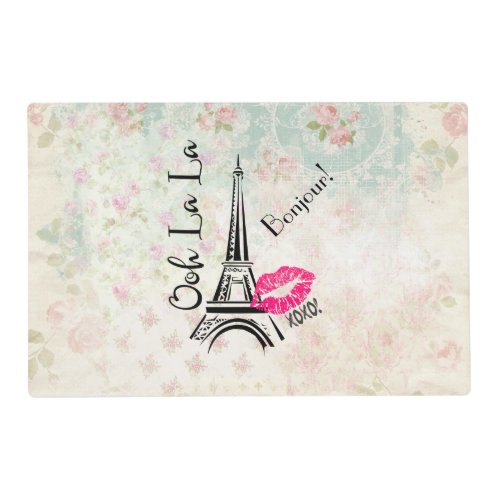 Ooh La La Paris Eiffel Tower on Vintage Pattern Placemat