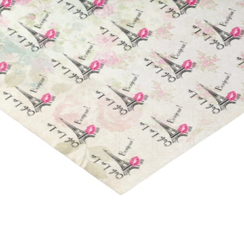 Ooh La La Paris Eiffel Tower on Vintage Pattern Tissue Paper