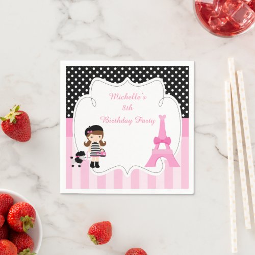 Ooh la la Paris Eiffel Tower Pink and Black Napkins