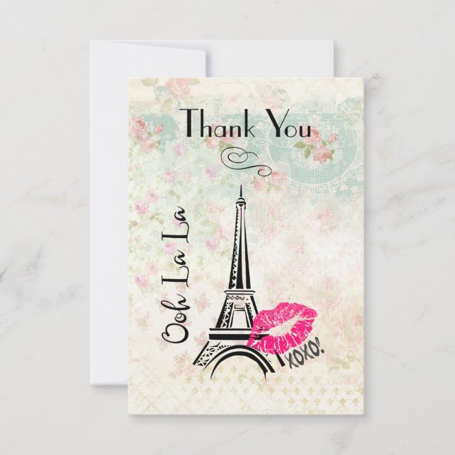 Ooh La La Paris Eiffel Tower Thank You Card (Front)