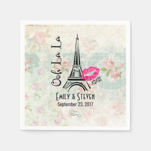 Ooh La La Paris Eiffel Tower Vintage Wedding Napkins