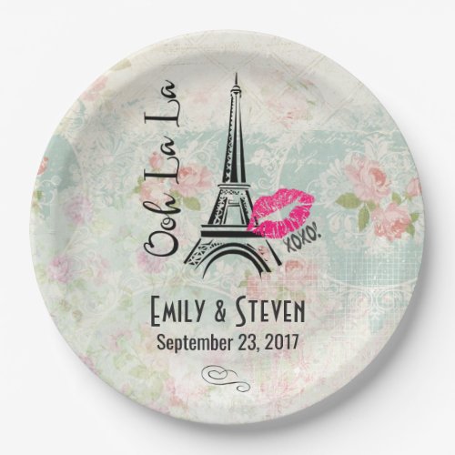 Ooh La La Paris Eiffel Tower Vintage Wedding Paper Plates