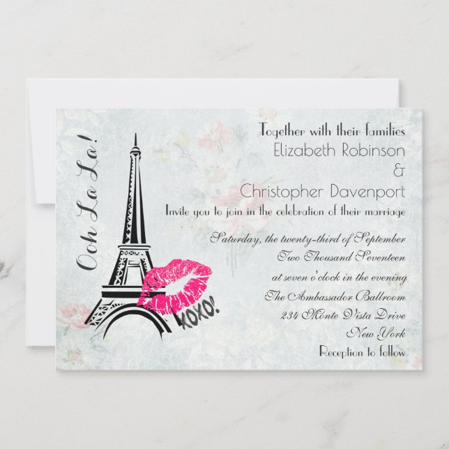 Ooh La La Paris Eiffel Tower Wedding Invite (Front)