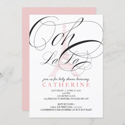 Ooh La La Paris France Baby Shower Invitation