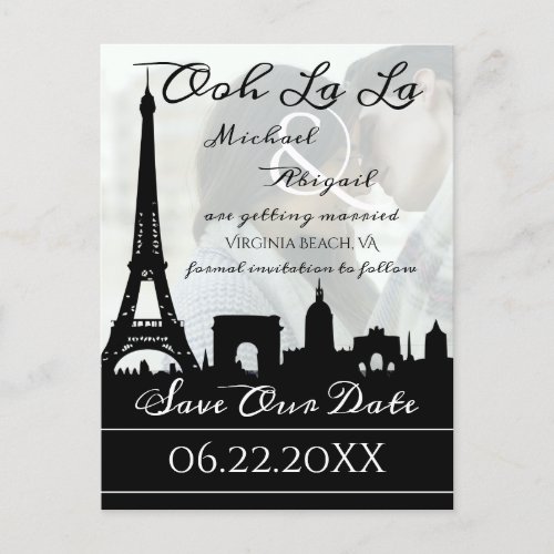 Ooh La La Paris Skyline Custom Photo Announcement Postcard