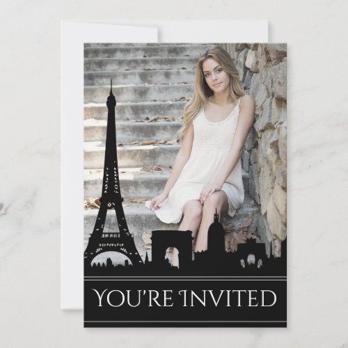Ooh La La Paris Skyline Photo Birthday Party Invitation