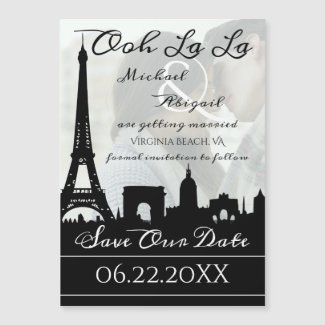 Ooh La La Paris Skyline Photo Save the Date Magnetic Invitation