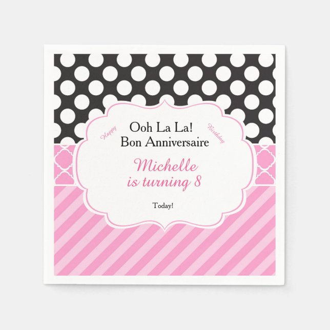 Ooh la la Paris Tea Birthday Napkins (Front)