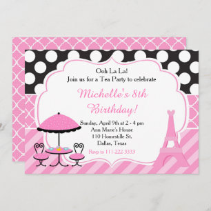Ooh la la Paris Tea Birthday Party Invitation