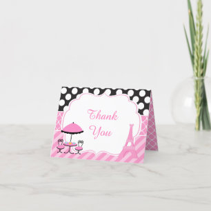 Ooh la la Paris Tea Birthday Party Letterpress Thank You Card
