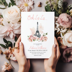 Ooh La La Parisian French Floral Bridal Shower Invitation
