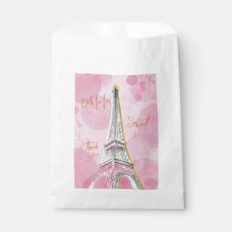 Ooh La La Pink Gold Paris Eiffel Tower Sweet 16 Favor Bag