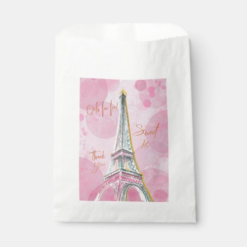 Ooh La La Pink Gold Paris Eiffel Tower Sweet 16 Favor Bag