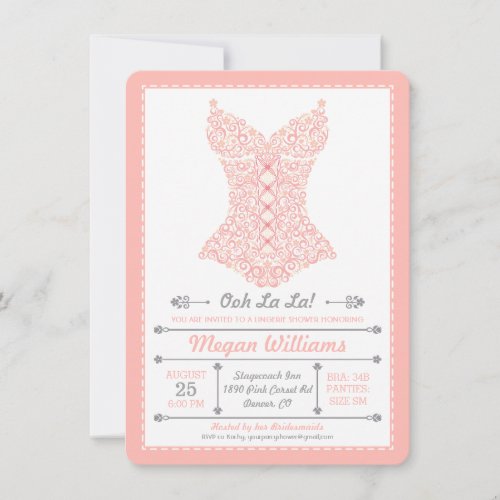 Ooh La La Pink Lingerie Party Invitation
