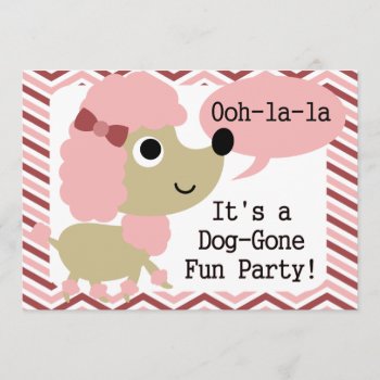 Ooh-la-la Poodle Dog Birthday Invitation by kids_birthdays at Zazzle