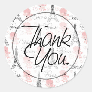 Ooh La La Thank You Classic Round Sticker
