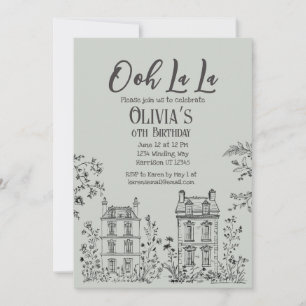 Ooh La La Vintage French Cafe Birthday Party Invitation